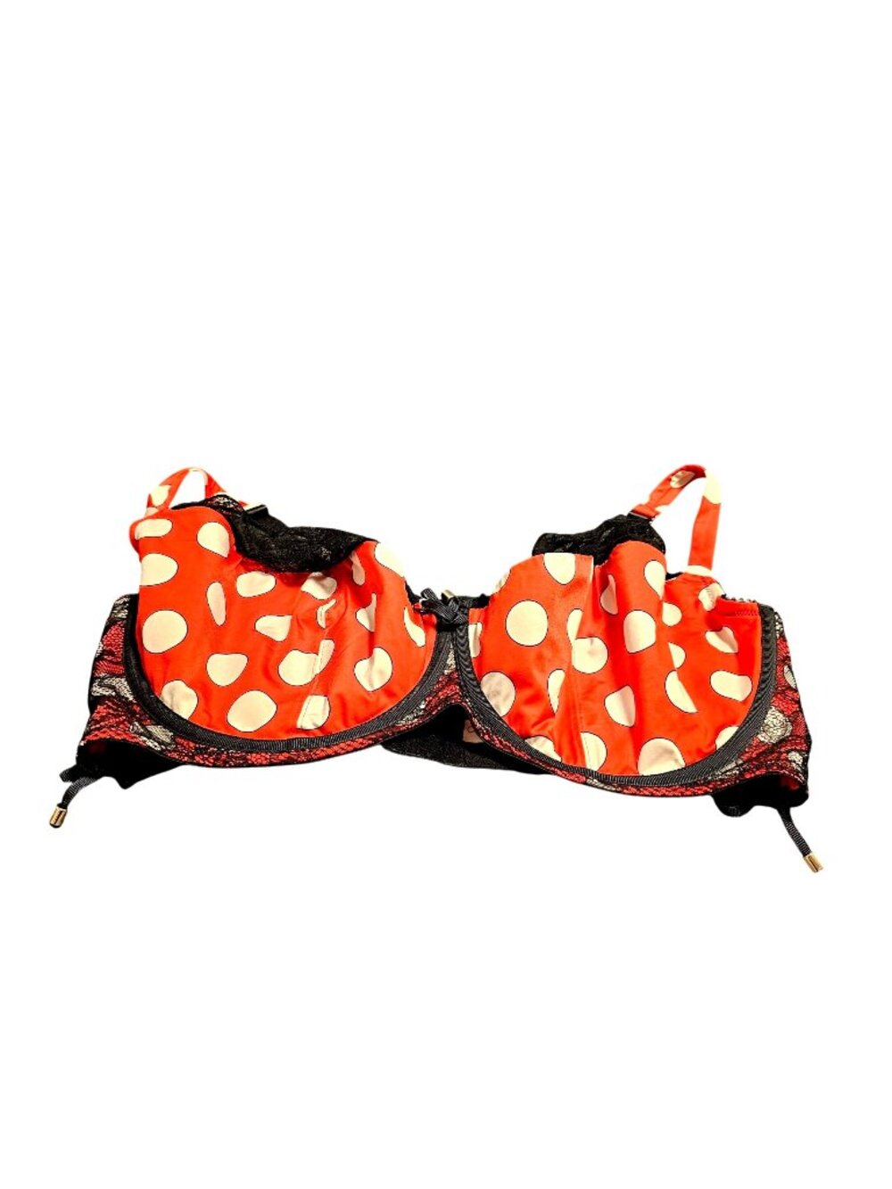 Cacique Red & Black Polka Dot Lace Full Coverage Bra 44H